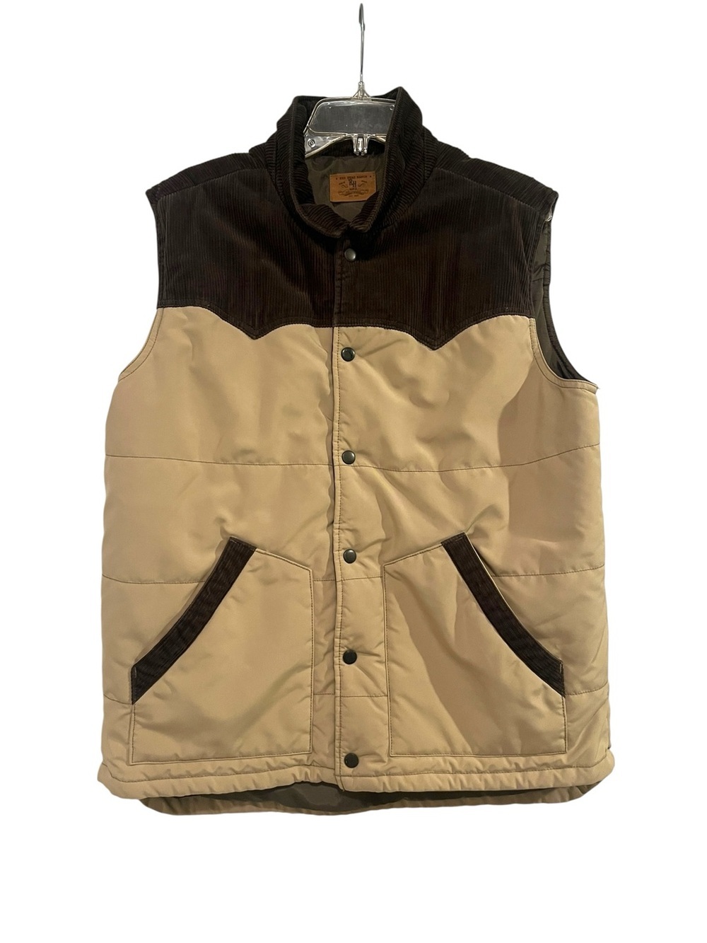 RedHead Ranch Vest Brown Cotton Insulated Western Snaps Men's Quilted Two-Tone